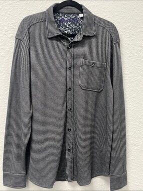 Robert Graham Black & White Houndstooth Button-Down Shirt Jacket